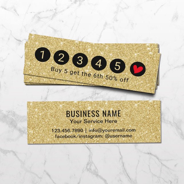 Tarjeta De Fidelización Purpurina de oro moderno resquebraja 6 lealtad (Subido por el creador)