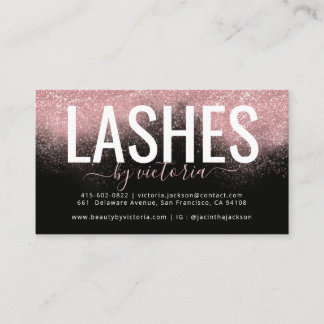 Tarjeta De Fidelización Purpurina de oro Rosa Técnico de pestañas rosadas