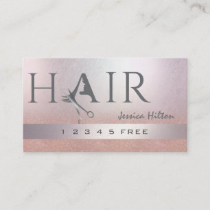 Tarjeta De Fidelización purpurina de oro Rosa tijeras sombrías pelo
