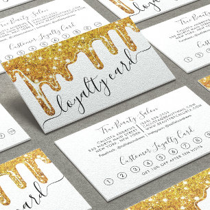 Tarjeta De Fidelización Purpurina grueso de oro blanco chunky gotea lealta