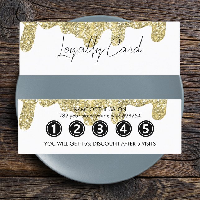 Tarjeta De Fidelización Purpurina Holográfico Firma moderna Glam Gold (Holographic Signature Modern Glam Gold Glitter Loyalty Card
)