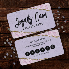 Tarjeta De Fidelización Purpurina Púrpura Pastel Con Mariposas