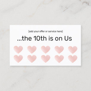 Tarjeta De Fidelización Purpurina Rosa White 10 Punch Salon Lealtad del Cl