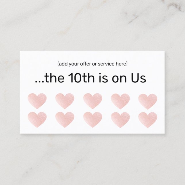 Tarjeta De Fidelización Purpurina Rosa White 10 Punch Salon Lealtad del Cl (Anverso)