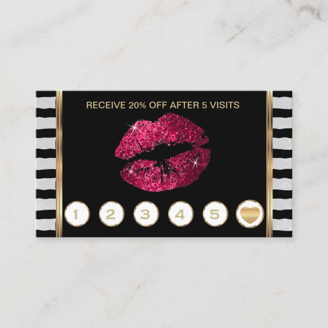 Tarjeta De Fidelización Purpurina rosado caliente levanta lealtad con fran (Anverso)