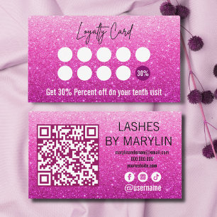 Tarjeta De Fidelización Purpurina rosado Rosa Ombre Lash Technician