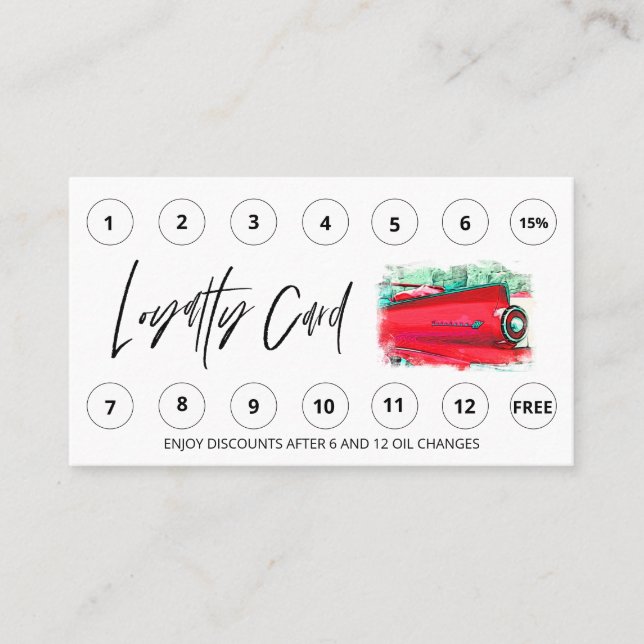 Tarjeta De Fidelización *~* QR Auto Lube Car Wash LOGO Rewards Gracias (Anverso)