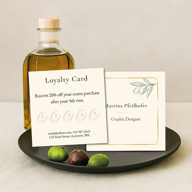 Tarjeta De Fidelización rama de olivo elegante (Subido por el creador)
