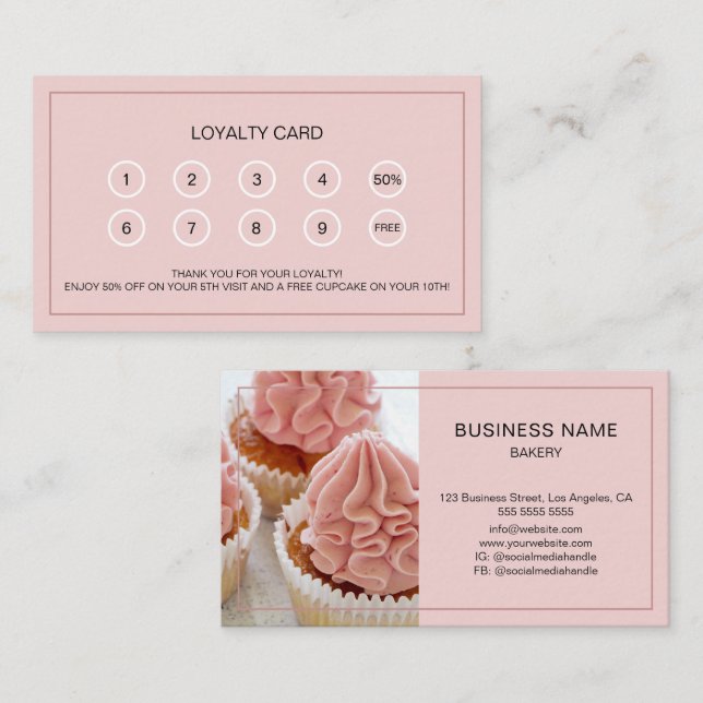 Tarjeta De Fidelización Recompensa para Cliente de Panadería Foto Personal (Anverso / Reverso)