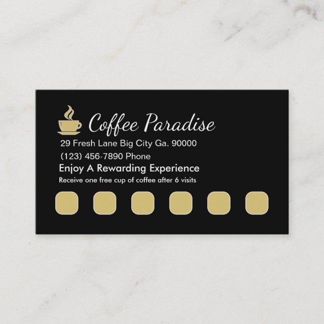 Tarjeta De Fidelización Recompensas del cliente de la cafetería (Anverso)