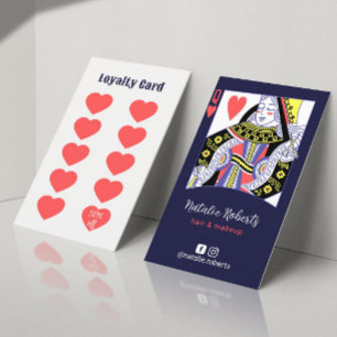 Tarjeta De Fidelización Reina del pelo del corazón Navy peluquería Salón d
