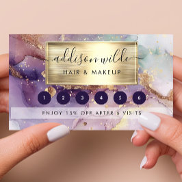 Tarjeta De Fidelización Relieve metalizado dorado Lilac Purpurina Watercol