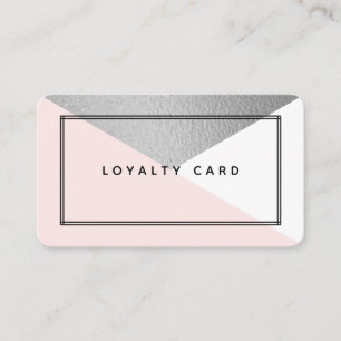 Tarjeta De Fidelización Relieve metalizado plateado elegante y estilo geom