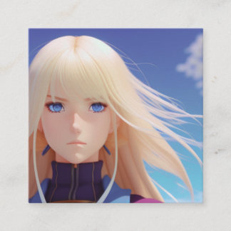 Tarjeta De Fidelización Retrato de chica anime rubia ojos azules viento so