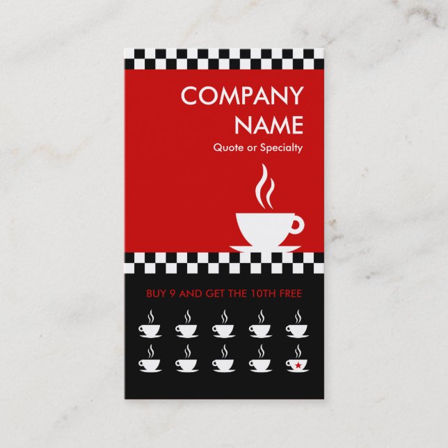 Tarjeta De Fidelización retro damas de café punchcard (Anverso)