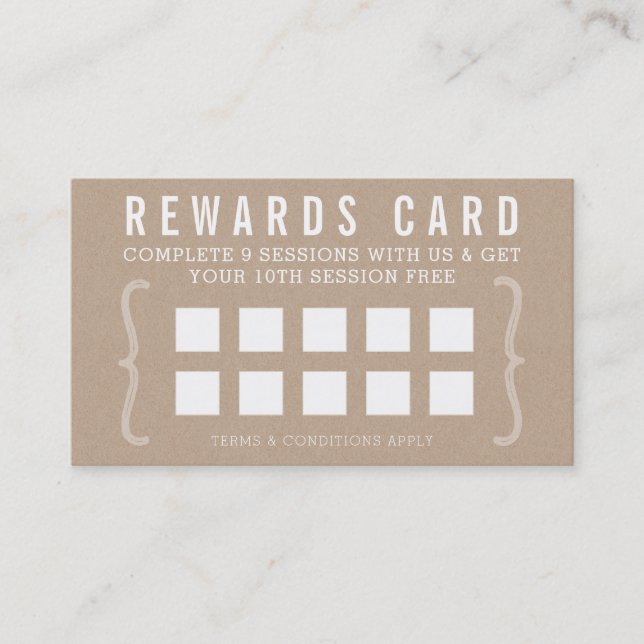 Tarjeta De Fidelización REWARD PUNCH CARD simple text minimal trendy kraft (Anverso)