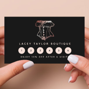 Tarjeta De Fidelización Ropa Interior Boutique Logo Corsé Vintage