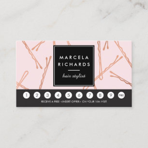 Tarjeta De Fidelización Rosa de moda Bobby Pins Salón de pelo Lealtad rosa