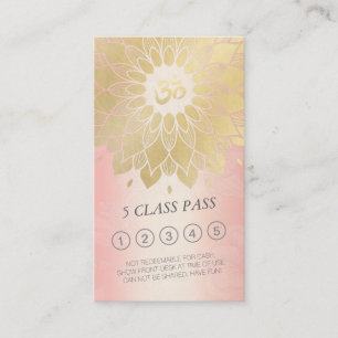 Tarjeta De Fidelización Rosa de yoga Mandala OM Clase de Rótulo Lealtad