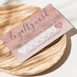 Tarjeta De Fidelización rosa dorado elegante de corazón negro purpurina os