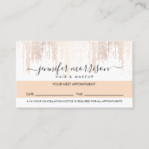 Tarjeta De Fidelización Rosa Glam Script Gold Confetti Rain Nombramiento