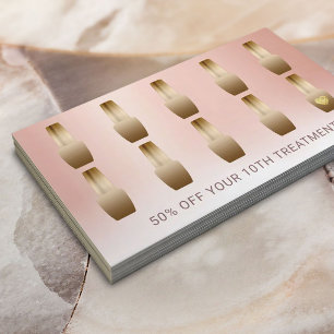 Tarjeta De Fidelización Rosa Manicurista de Oro en el Salón Nail
