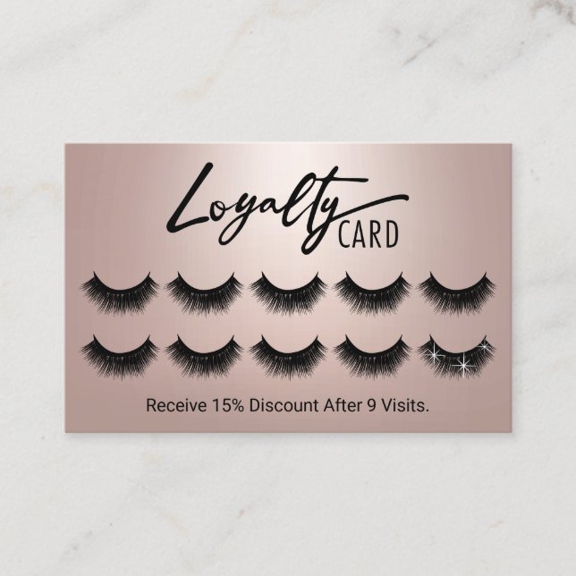 Tarjeta De Fidelización Rosa Oro Extensiones Eyelash Lashes Salon  (Anverso)