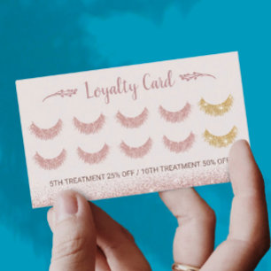 Tarjeta De Fidelización Rosa Purpurina de oro Lash Salon Rubor Pink 10 Lea