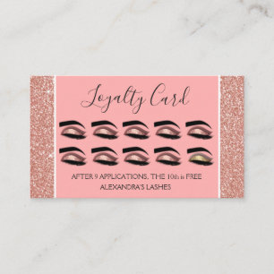 Tarjeta De Fidelización Rosa Purpurina dorado y extensiones de Eyelash de 
