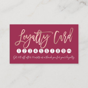 Tarjeta De Fidelización Rosa simple Típografía moderna de oro oscuro rosad