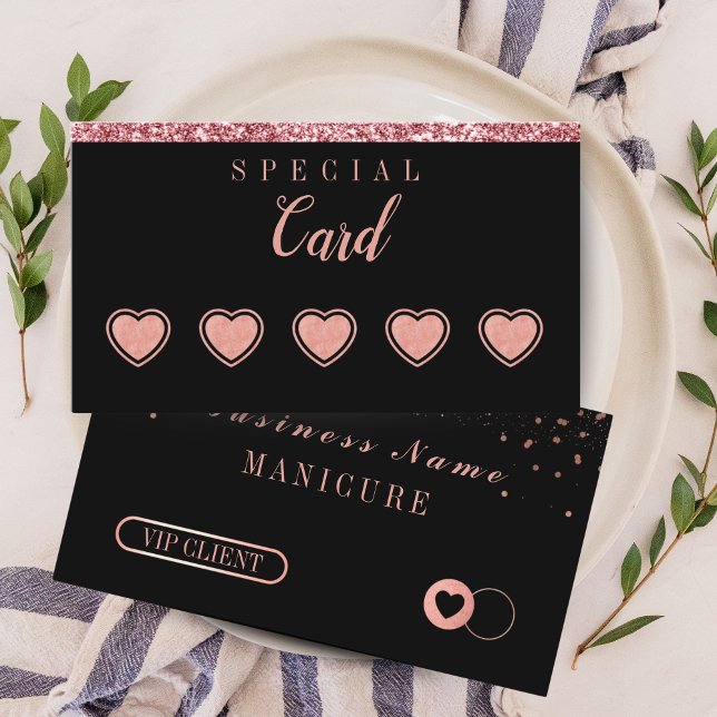 Tarjeta De Fidelización Rose Gold Beauty Loyalty Card – Minimalist Design (Rose Gold Beauty Loyalty Card – Minimalist Design)