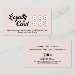 Tarjeta De Fidelización Rubor Pink White Minimal Modern Salon Business