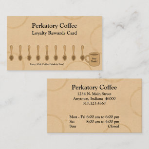 Tarjeta De Fidelización Rustic Coffee Shop Lealty Card Spoons & Freebie