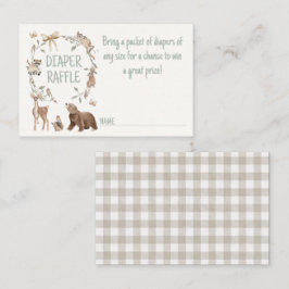 Tarjeta De Fidelización Rustic Woodland Baby Shower Diaper Raffle Insert