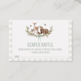 Tarjeta De Fidelización Rustic Woodland Baby Shower Diaper Raffle Insert