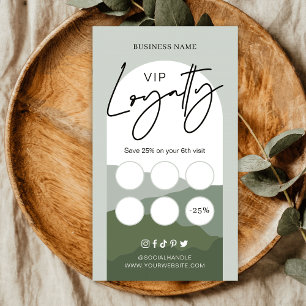 Tarjeta De Fidelización Sage Green Boho Arch Logo Maquinaje Artista Bellez