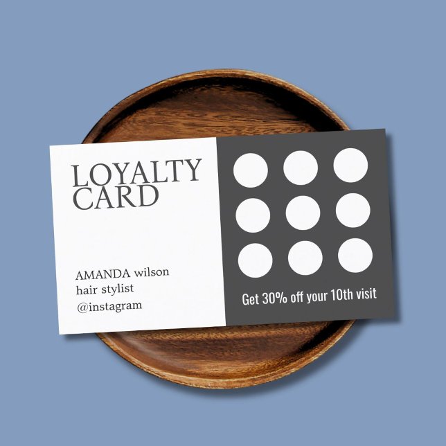 Tarjeta De Fidelización Salón Blanco Gris Oscuro Elegante (Subido por el creador)