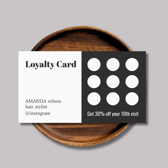 Tarjeta De Fidelización Salón Blanco Gris Oscuro Elegante (Subido por el creador)