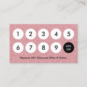 Tarjeta De Fidelización Salón color de rosa rosado moderno del purpurina