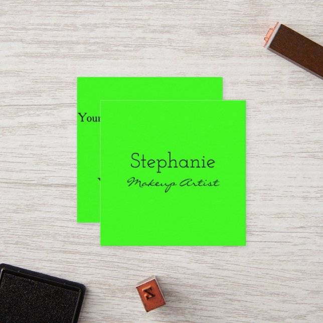 Tarjeta De Fidelización Salón de Artistas de Maquillaje Verde Neon Colorid (Anverso/Reverso In Situ)