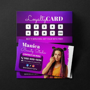 Tarjeta De Fidelización Salón de Belleza African Hair Braids Uñas Maquilla
