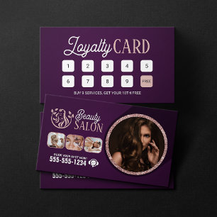 Tarjeta De Fidelización Salón de Belleza Chic Rose Gold Spa Cabello Uñas M