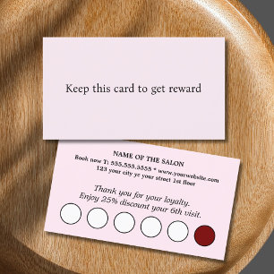 Tarjeta De Fidelización Salón de belleza círculo rosa blanco elegante mode
