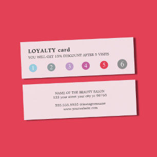 Tarjeta De Fidelización Salón de belleza colorido color de rosa elegante