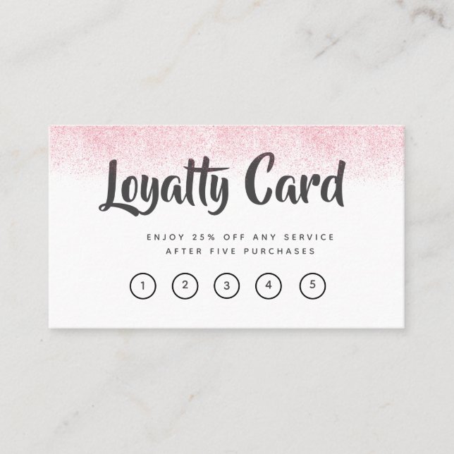 Tarjeta De Fidelización Salón de belleza de Purpurina rosa Lite (Anverso)