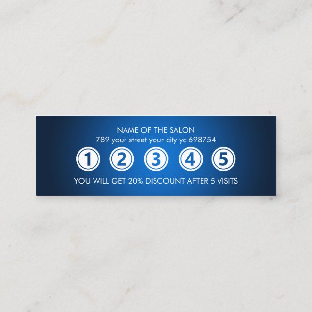 Tarjeta De Fidelización Salón de Belleza Elegante Azul Moderno (Reverso)