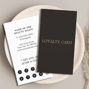Tarjeta De Fidelización Salón de belleza elegante simple marfil negro de o