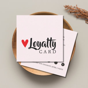 Tarjeta De Fidelización Salón de Belleza Elegante y Enfriado Corazón Rojo