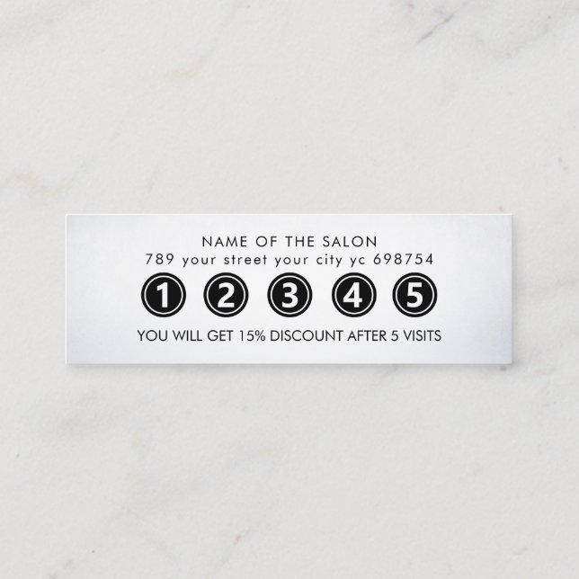 Tarjeta De Fidelización Salón de belleza elegante y moderno (Reverso)