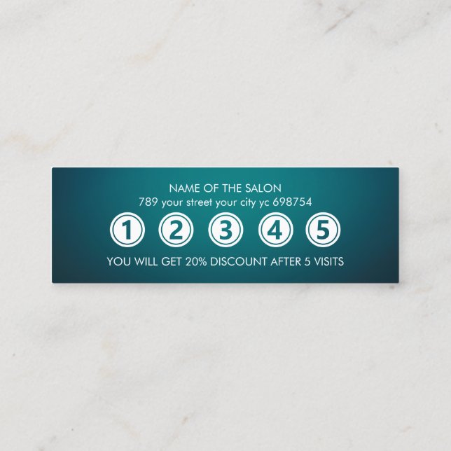 Tarjeta De Fidelización Salón de belleza elegante y moderno (Reverso)